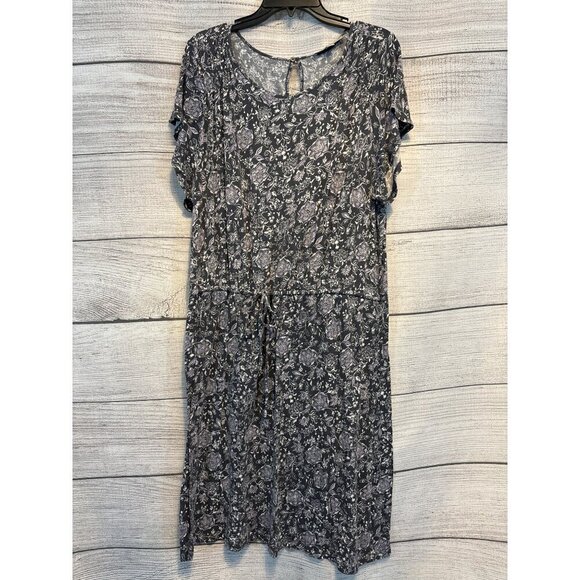 LOFT Floral Print Dress With Short Sleeves Size XL - Picture 1 of 4